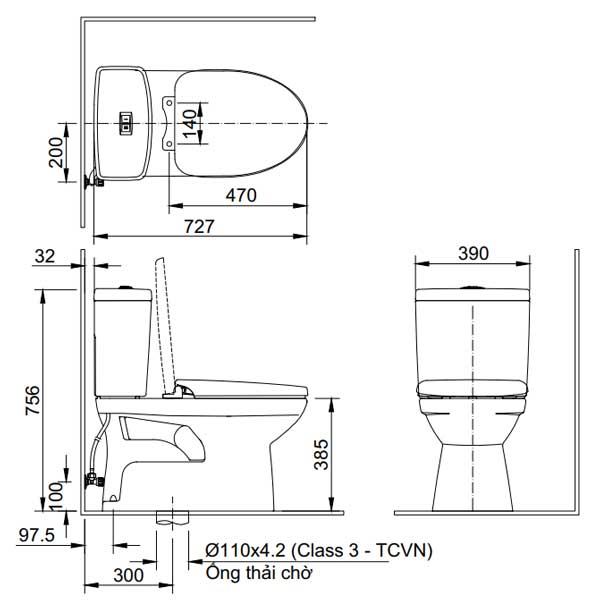 ac-504va-ban-ve Bản vẽ kỹ thuật bồn cầu 2 khối Inax AC-504A