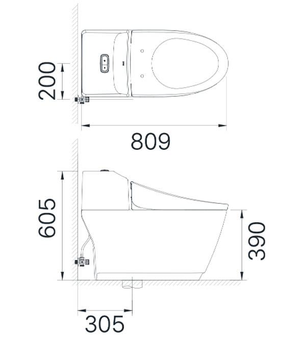 Bản vẽ kỹ thuật Bồn cầu nắp rửa cơ Inax AC-1032VN+CW-S32VN