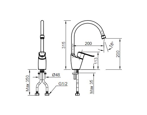 ban-ve-inax-sfv-2011s Bản vẽ kỹ thuật Vòi bếp Inax SFV-2011S
