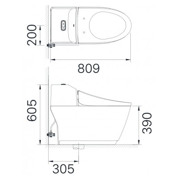 Bản vẽ kỹ thuật bồn cầu nắp rửa điện tử Inax AC-1032+CW-KB22AVN