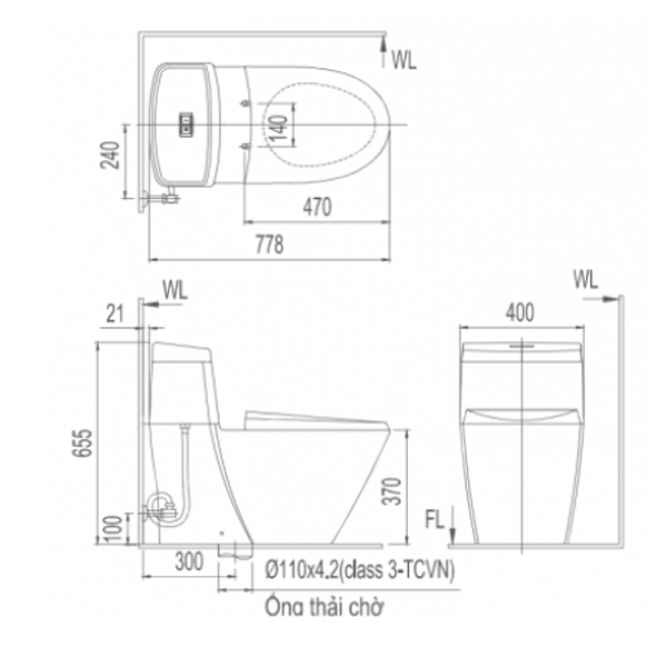 Thông số kỹ thuật Nắp điện tử bồn cầu Inax CW-KA22AVN