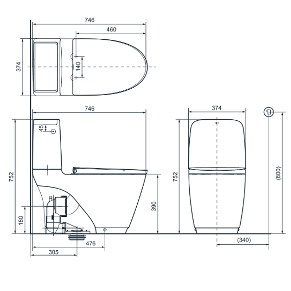 Ban ve ky thuat Bon cau Inax ACT 832VN