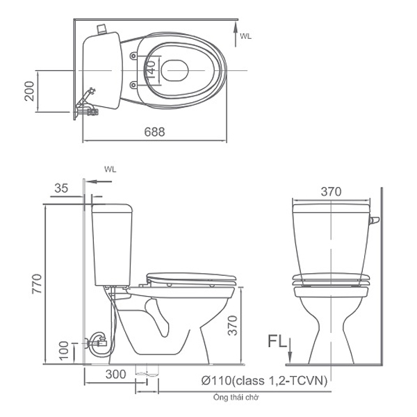 Bồn cầu Inax nắp rửa cơ C-117A+CW-S15VN