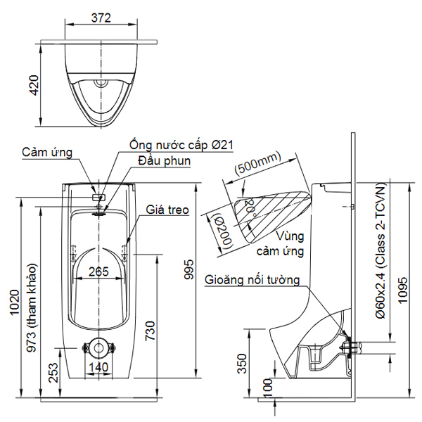 Bồn tiểu Inax nam ASU-500V