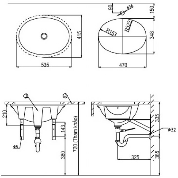 Chậu rửa âm bàn Inax AL-2293V