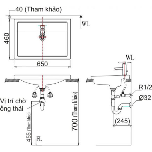 Chậu rửa âm bàn Inax AL-2397V
