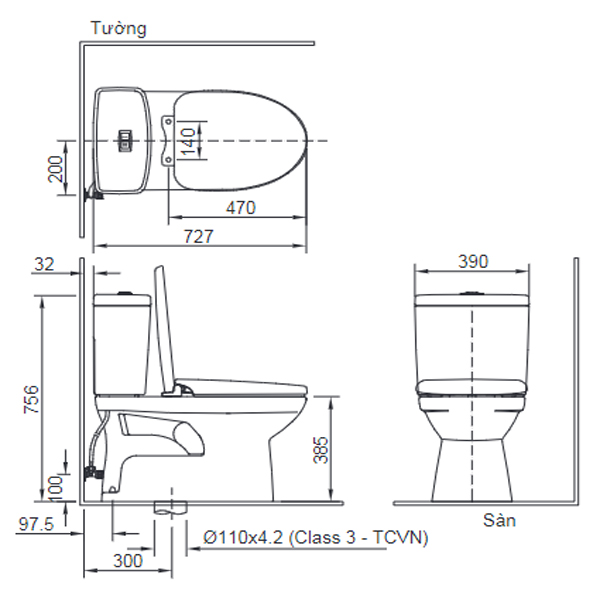 Bồn cầu Inax 2 khối C-504VWN