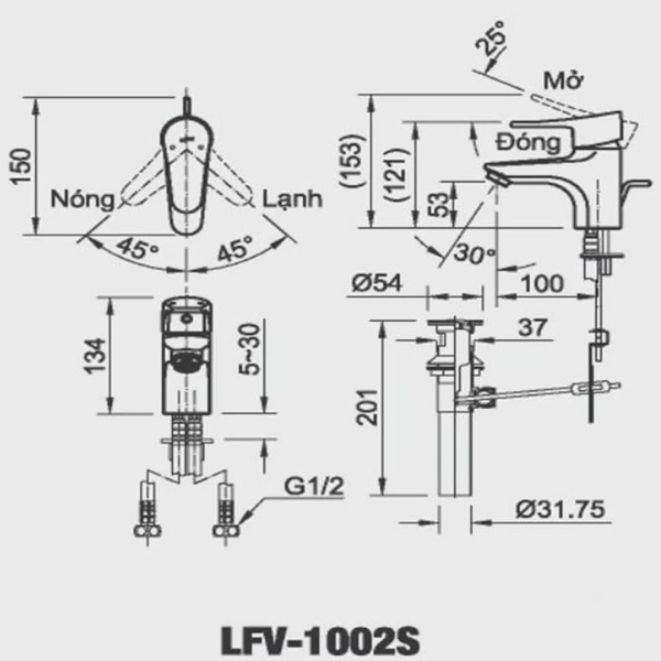 Vòi chậu Inax LFV-1002S