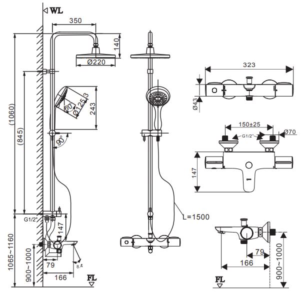 bản vẽ sen tắm cây inax bfv 3415t 7c