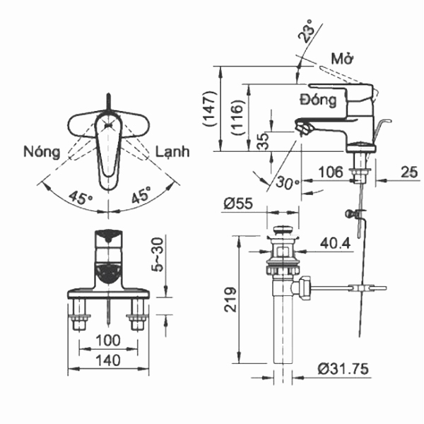 Vòi chậu Inax LFV-1101SP-1