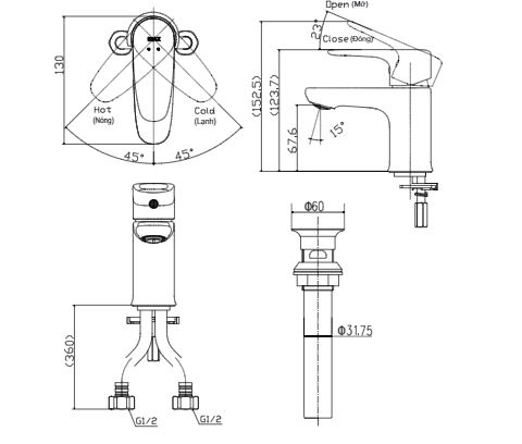 Vòi chậu Inax LFV-1112S