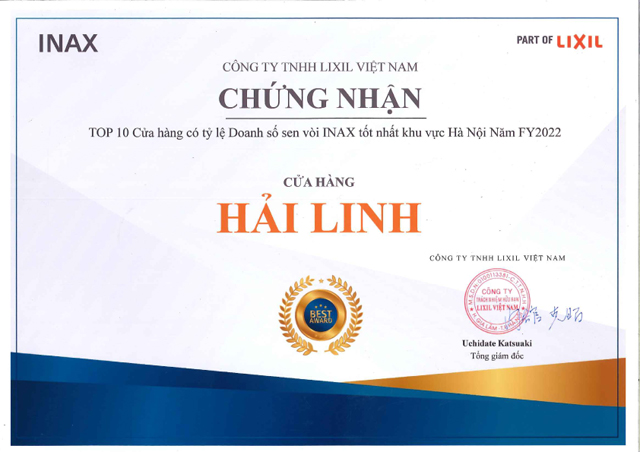 bang-khen-inax-2022-2 Cua hang co doanh so sen voi Inax cao nhat 2022