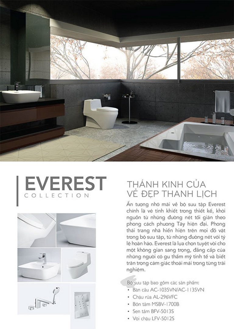 bộ sưu tập TBVS Inax Everest - Thánh kinh của vẻ đẹp thanh lịch