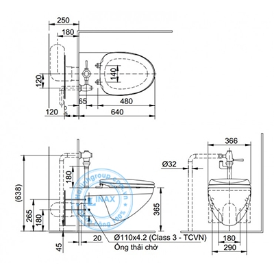 bon cau inax treo tuong ac 22pvn banve