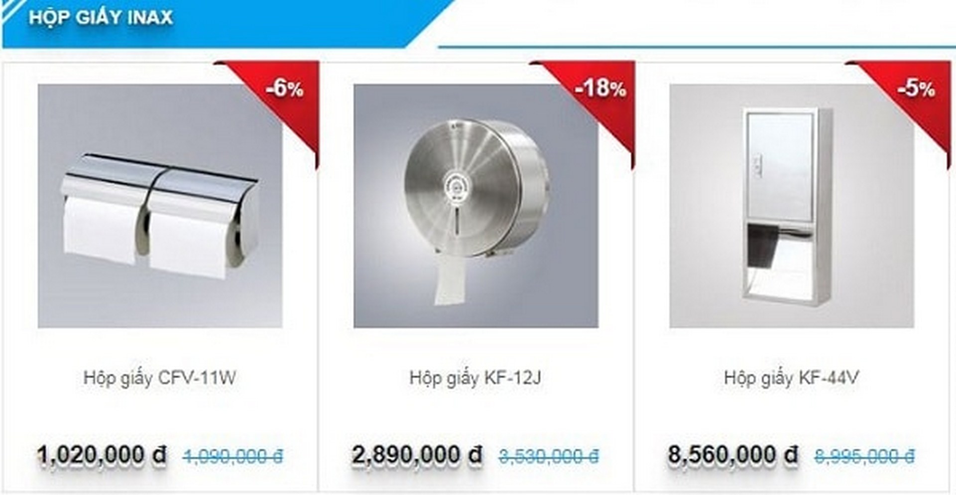 cac mau hop dung giay ve sinh inax