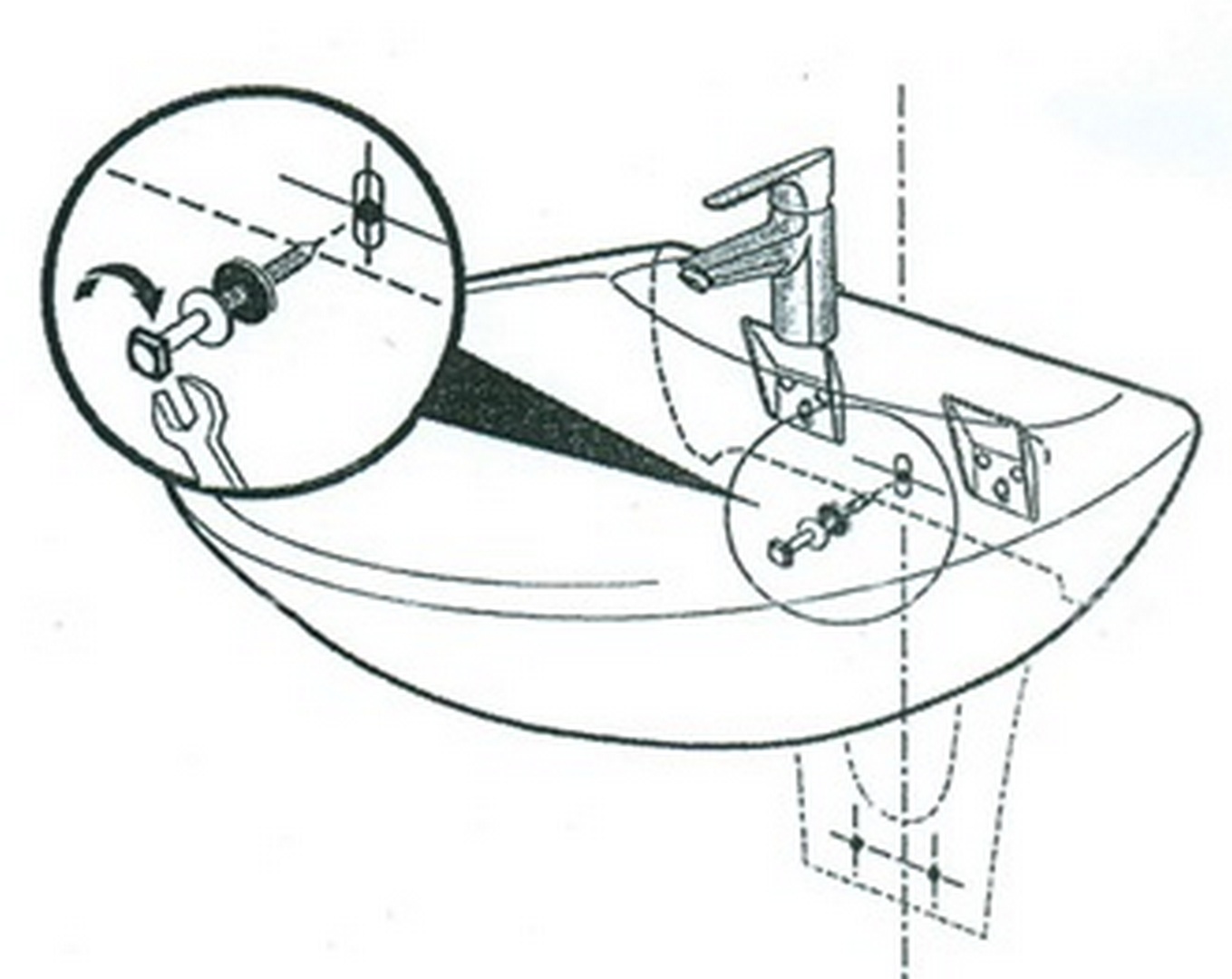 cach-lap-chau-rua-mat-inax-10 Cố định chậu và xiết chặt vít