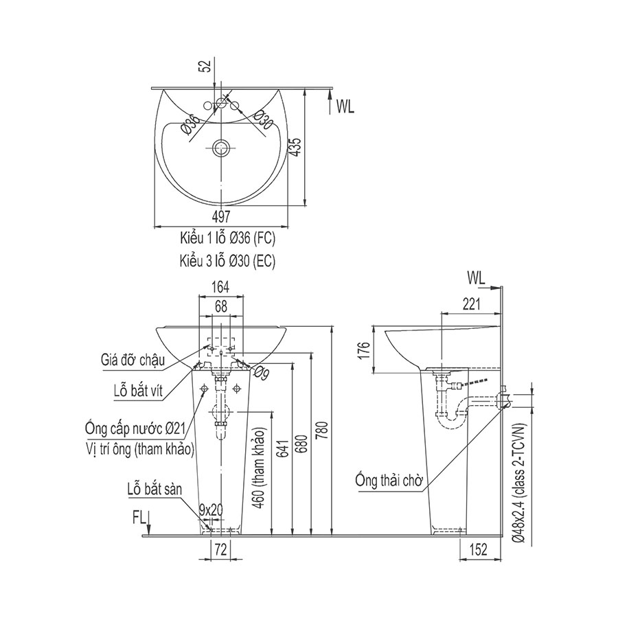 l285v-288vd_banve-1 Ban ve ky thuat Chau rua treo tuong Inax L-285V+L-288VD