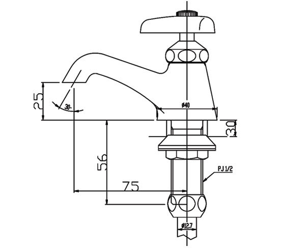 lf_1_banvekithuat_1 Bản vẽ kỹ thuật Vòi chậu nước lạnh Inax LF-1