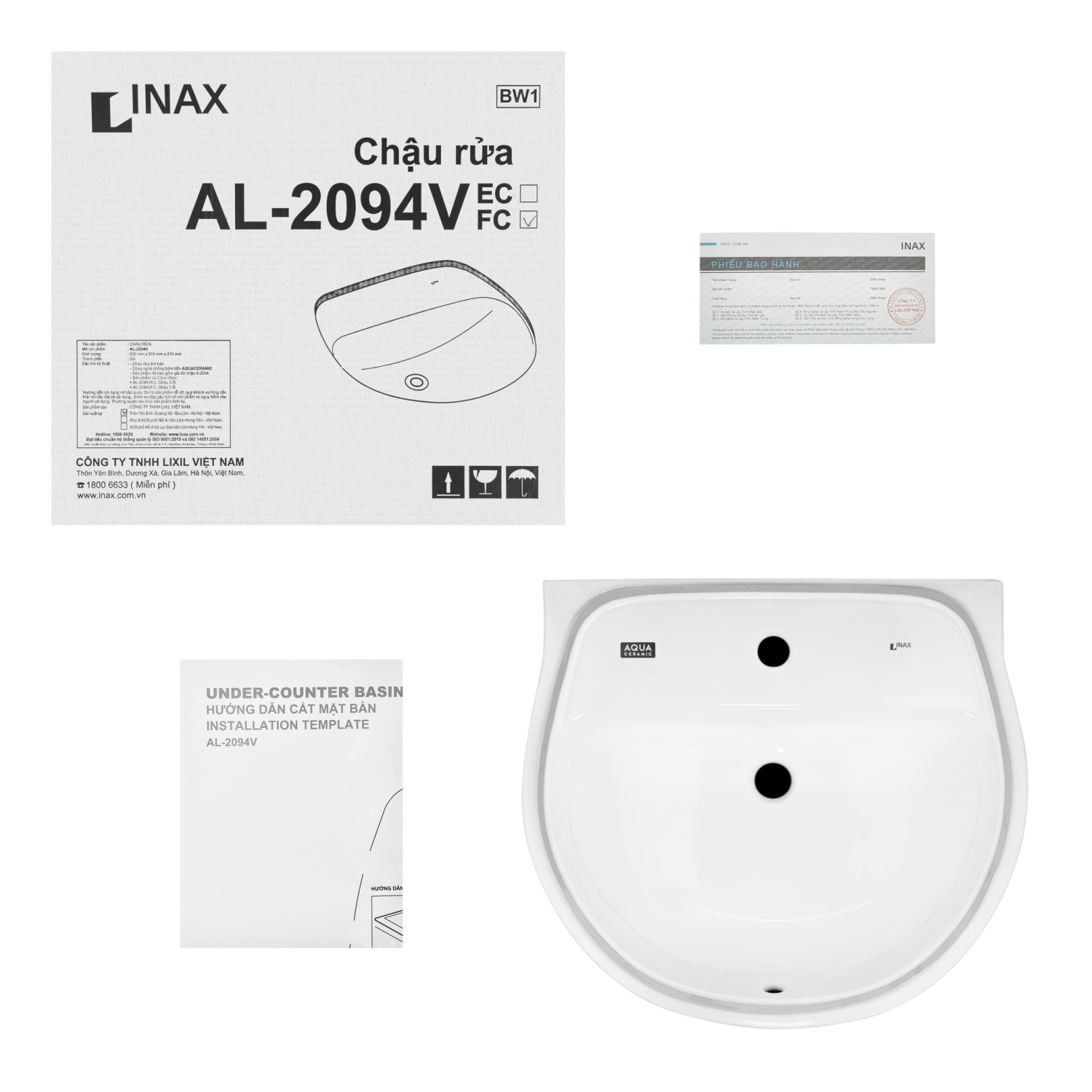 Chậu rửa Inax âm bàn AL-2094VFC