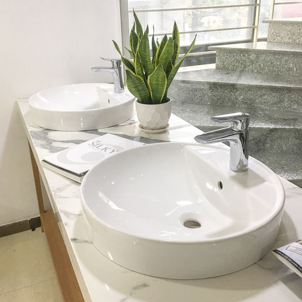 phong-mau-chau-rua-inax-al-294v-1 Phòng tắm đẹp với chậu rửa đặt bàn Inax L-294V, vòi cao cổ, chậu cảnh