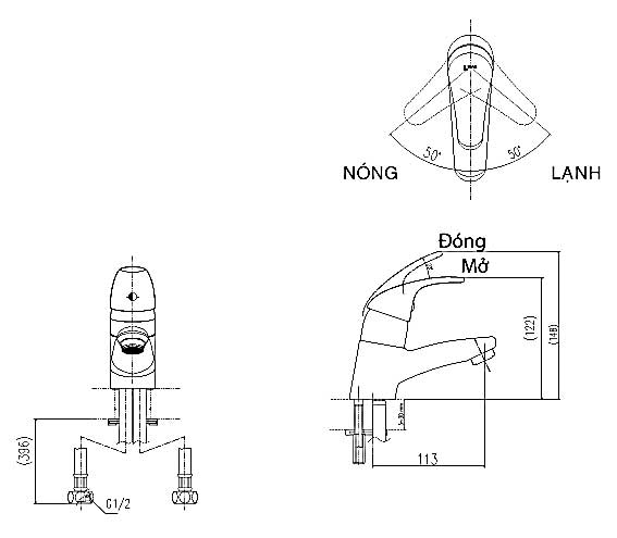 Vòi chậu Inax LFV-1302S bản vẽ vòi chậu inax bv 1302s